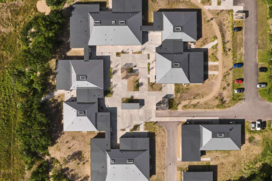 Homes and facilities for autistic residents, clad in wood and steel profiles, and surrounded by forest, AutismeCenter Skive, Jægervej 16, 7800 Skive